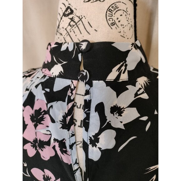 NWOT! Yumi Kim Floral Open Shoulder High Neck Silk Blouse. Size L - Picture 5 of 8
